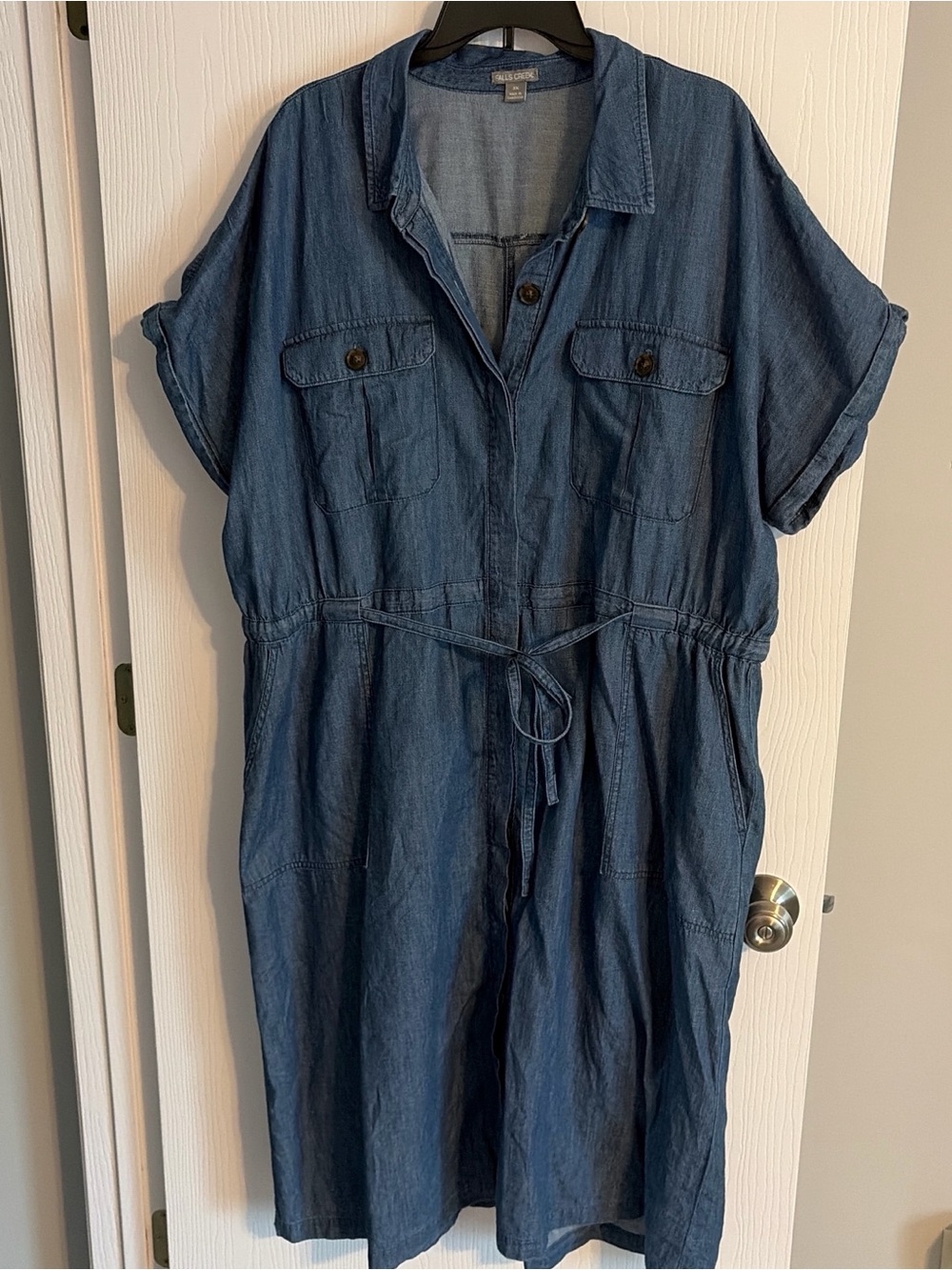 Falls Creek Chambray Shirt Dress - Light Blue